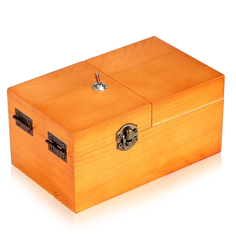Calary Useless Box Turns Itself Off In Wooden Storage Box Alone Machine Fully Assembled in Box Gifts for Adults and Children - Image 1